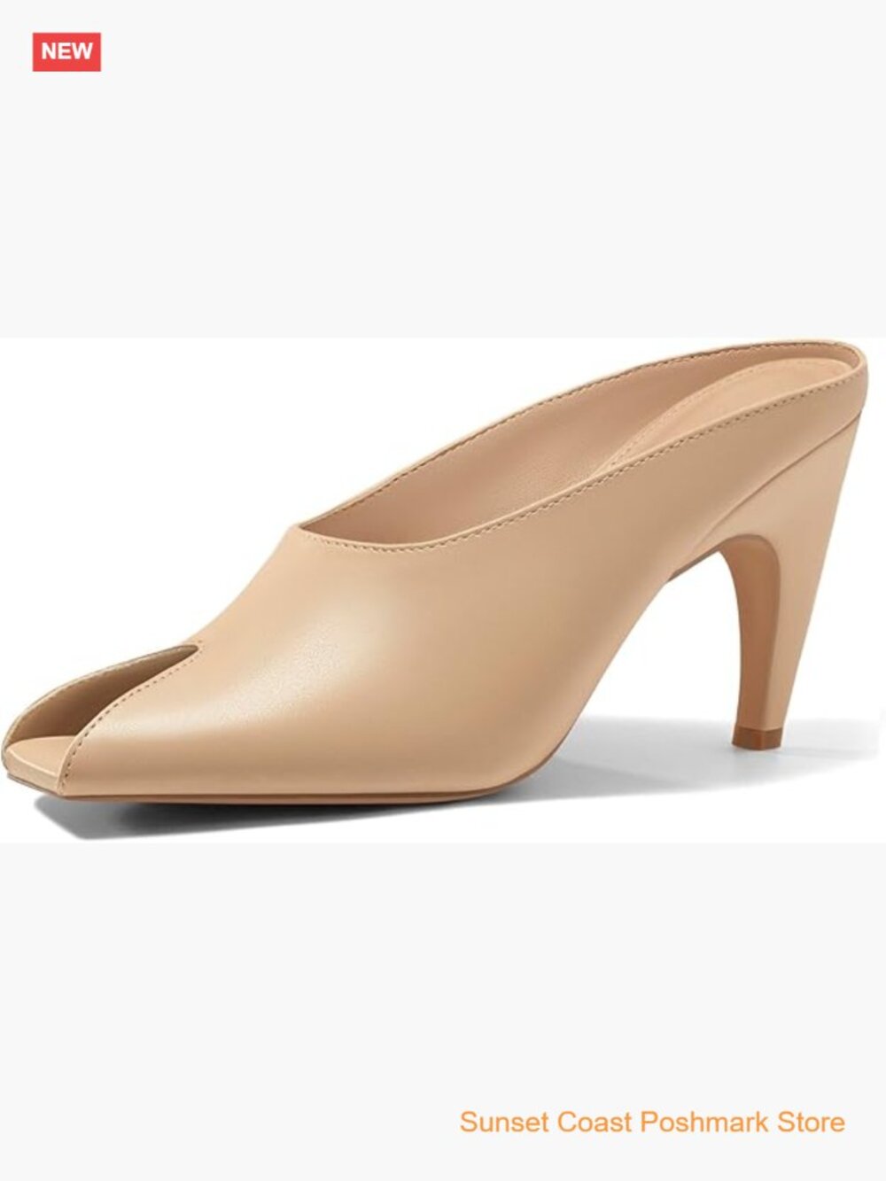 Kitten Heel Open Toe Slide Mules Faux Leather High Heels